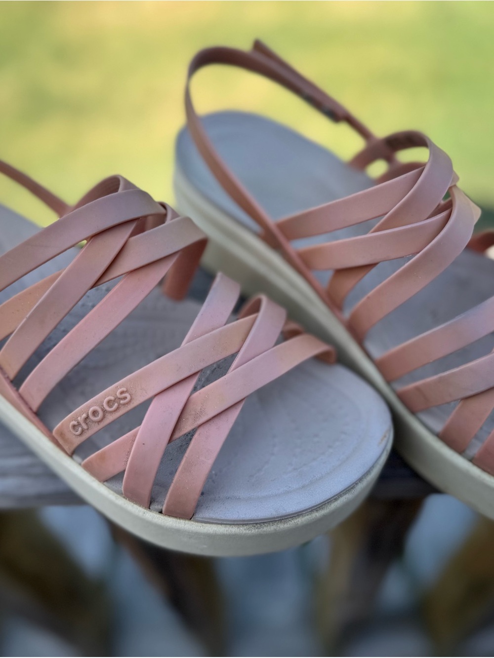 Crocs Brooklyn straps low wedge sandal women’s size 8